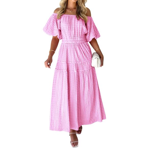 Dresses & Skirts - Off The Shoulder Flowy Maxi Dress, LARGE, 1DD-165D005